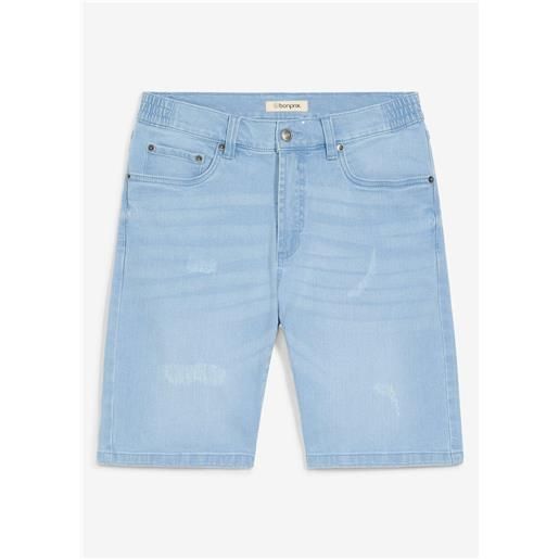 bonprix bermuda in jeans con elastico in vita, regular fit-blu
