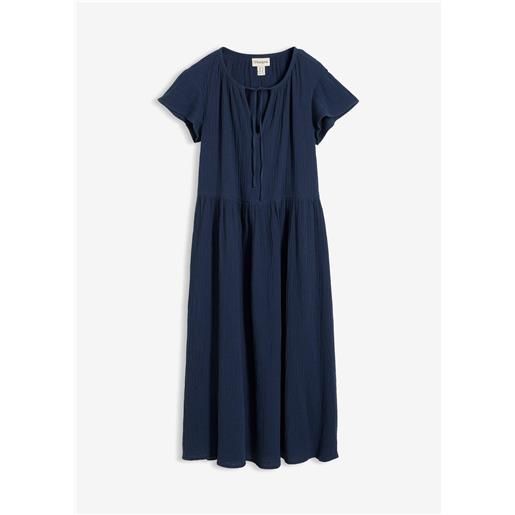 bonprix abito midi in mussola di cotone morbida-blu