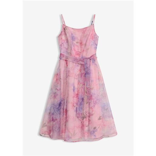 bonprix abito midi in tulle delicato con cintura da annodare-bianco