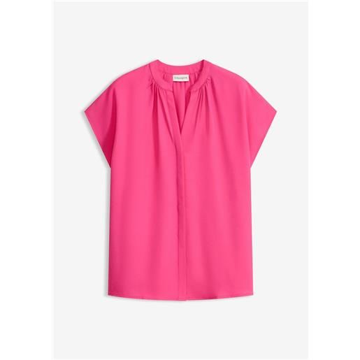 bonprix blusa a maniche corte con abbottonatura nascosta-fucsia
