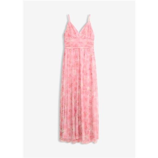 bonprix abito lungo in tulle delicato con drappeggio-bianco