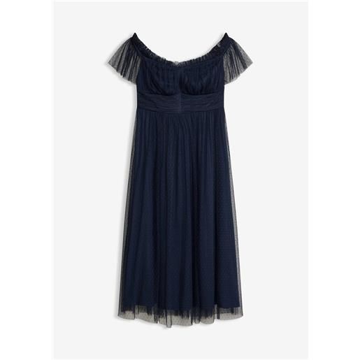 bonprix abito lungo in tulle delicato-blu