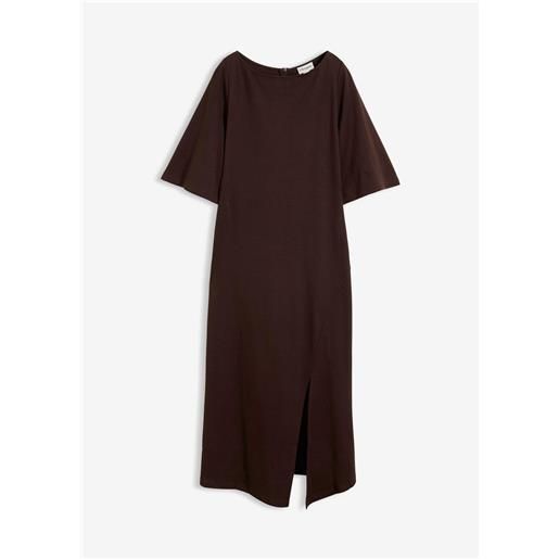 bonprix abito con spacco in jersey di puro cotone biologico-marrone
