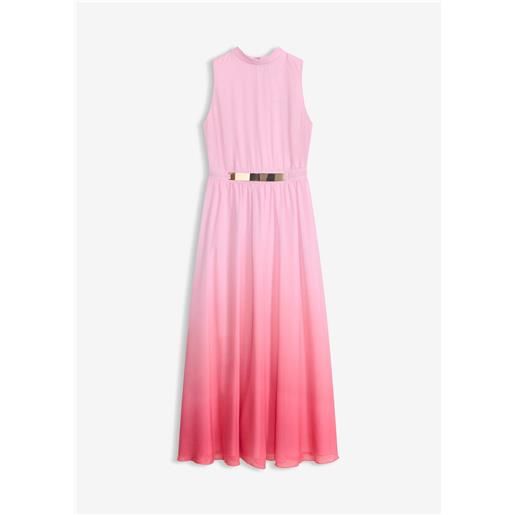 bonprix abito di chiffon con colletto e accessorio in vita-rosa