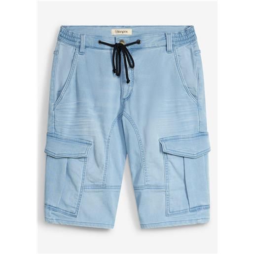 bonprix bermuda di jeans in felpa, regular fit-blu