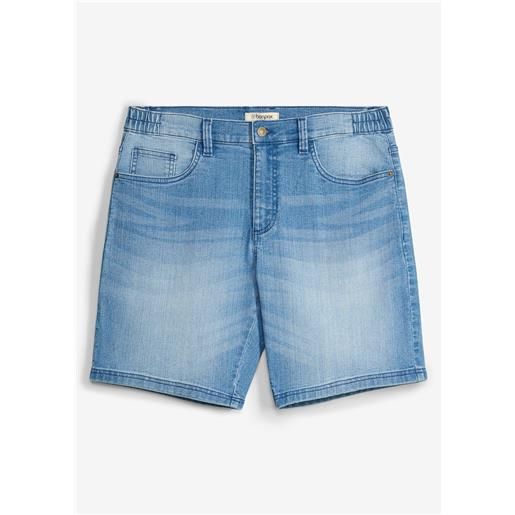 bonprix shorts di jeans leggeri con elastico in vita, relaxed fit-blu