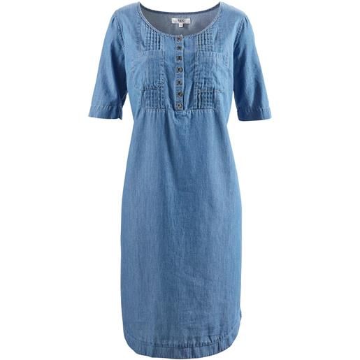 bonprix abito al ginocchio in jeans di cotone a mezze maniche-blu