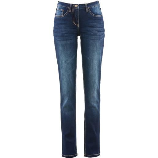 bonprix jeans straight elasticizzati, vita media-blu
