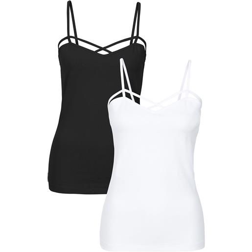 bonprix top in misto cotone (pacco da 2)-nero