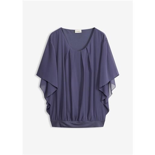 bonprix blusa in chiffon con canotta-blu