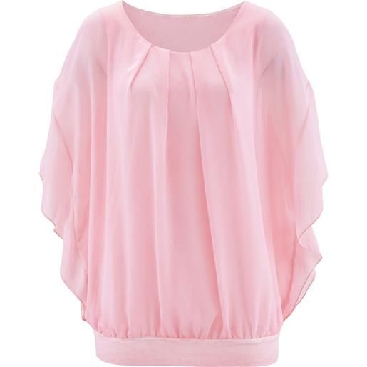 bonprix blusa in chiffon con canotta-rosa