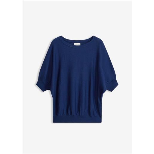 bonprix maglione in filato fine di misto cotone-blu