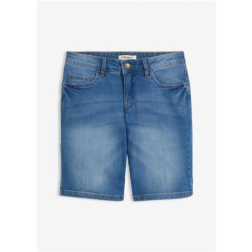 bonprix bermuda in jeans elasticizzati, con risvolto colorato-blu