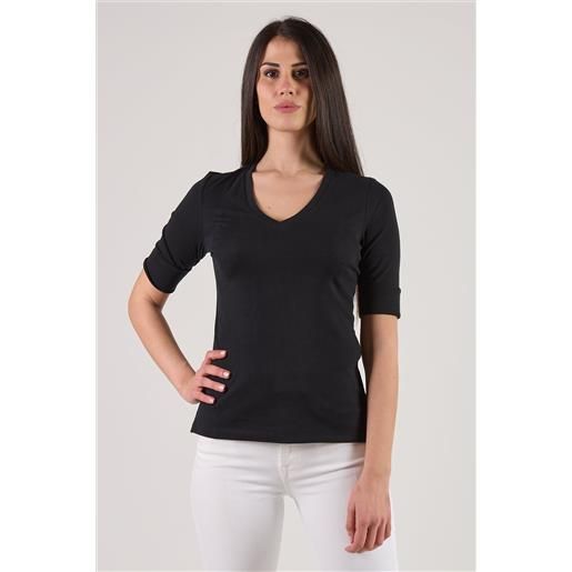 T-shirt nera scollo a v blk