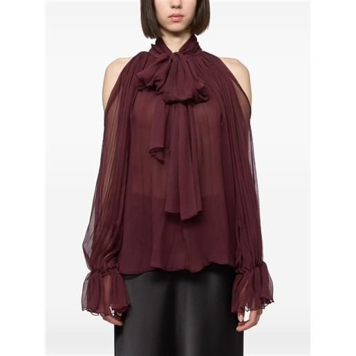 Atu Body Couture blusa in chiffon di seta con spalle scoperte - rosso