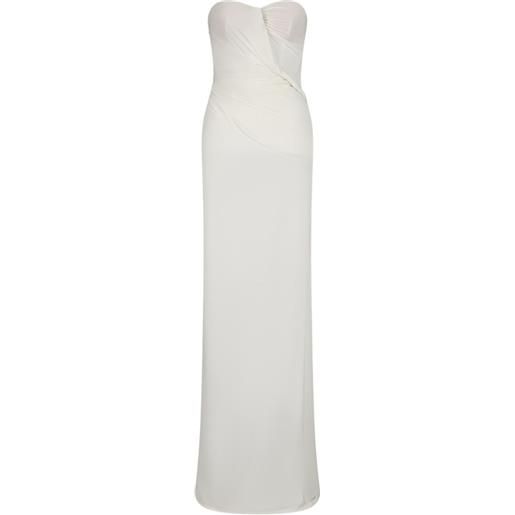 Blumarine abito lungo in seta senza spalline - bianco