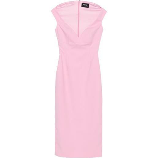 Solace London abito midi smanicato monica con scollo a v - rosa