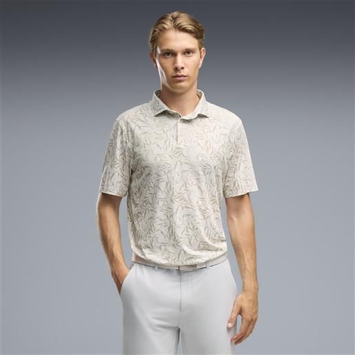 PUMA polo cloudspun marine botanical da uomo, abbigliamento, bianco, m
