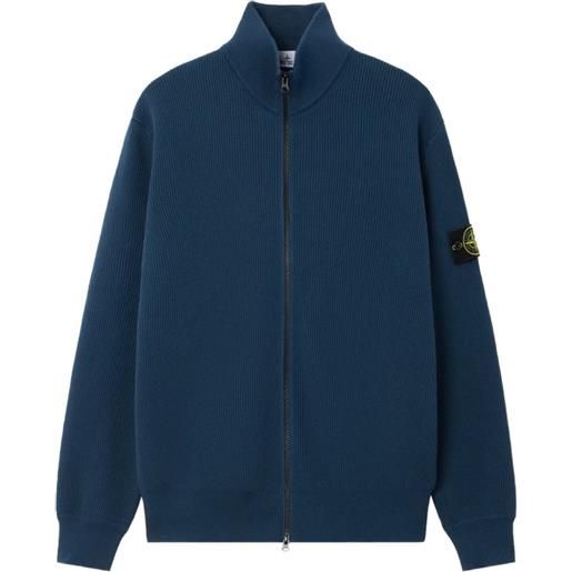 Stone Island cardigan a coste con zip - blu