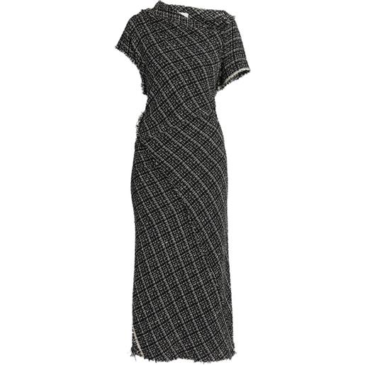 ERDEM abito lungo asimmetrico in tweed - nero
