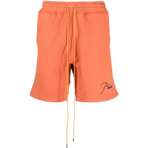 RHUDE shorts sportivi con ricamo - arancione