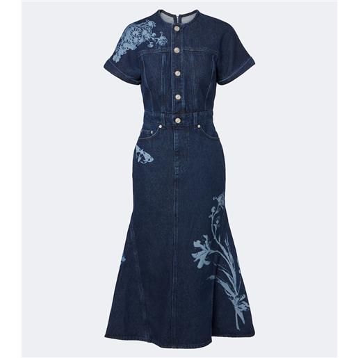 Erdem abito midi di jeans con stampa