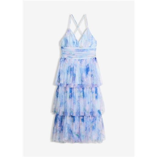 bonprix abito midi in tulle fine con volant-blu