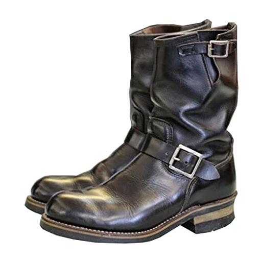 SIULAS stivali da uomo steampunk - stivali da uomo vintage a mezza gamba - renaissance medieval cosplay halloween per uomini e donne, nero, 42