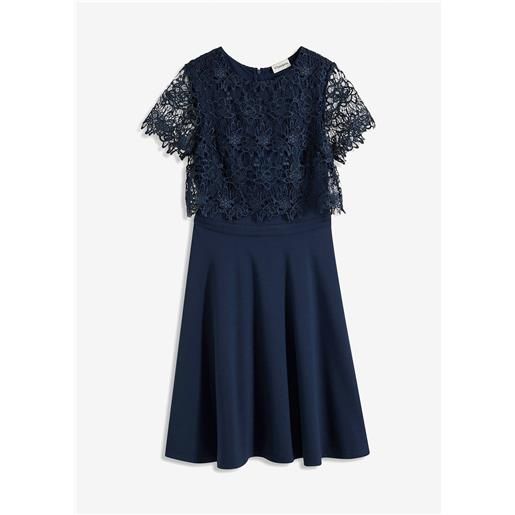 bonprix abito midi con pizzo-blu