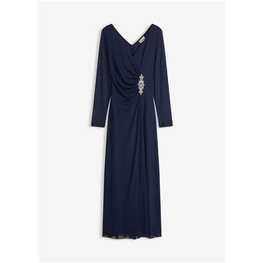 bonprix abito da sera con tulle delicato e applicazione-blu