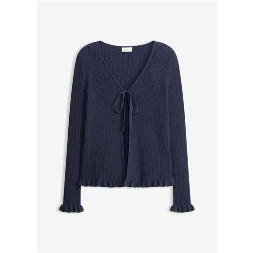bonprix cardigan in filato fine di misto cotone-blu