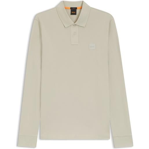 BOSS polo slim fit in piqué di cotone elasticizzato, colore neutro