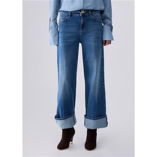Liu jo jeans flare a vita alta, denim blu