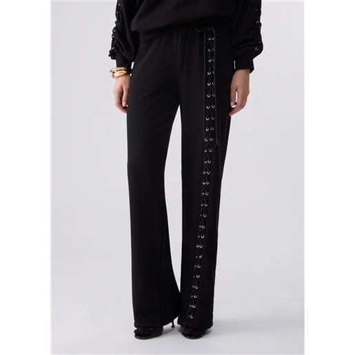 Liu jo pantaloni in felpa con stringhe, nero