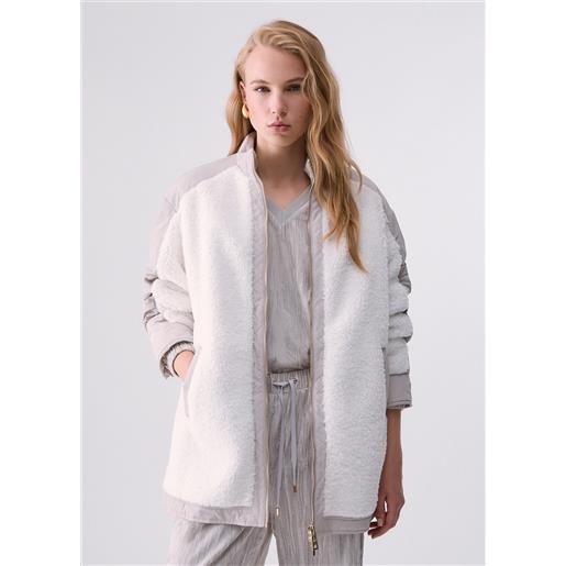 Liu jo bomber oversize in teddy, bianco