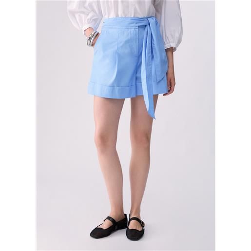 Liu jo shorts in popeline con fiocco, azzurro