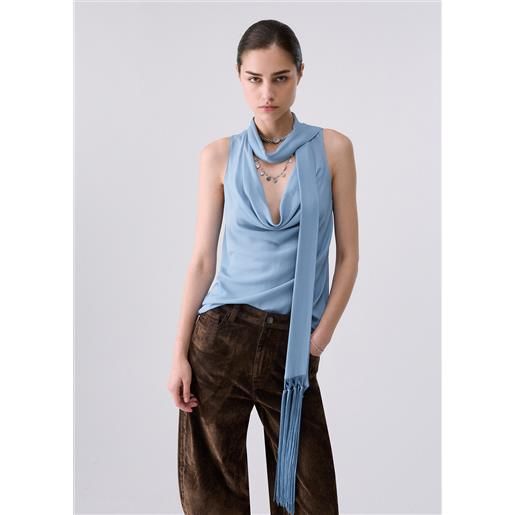 Liu jo top con sciarpa, azzurro