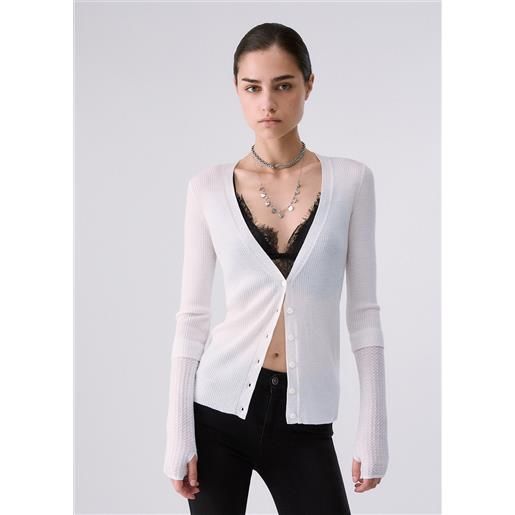 Liu jo cardigan in pura lana, bianco lana