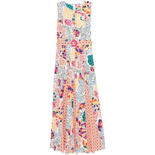 Dvf Vintage abito lungo a fiori con cintura - bianco