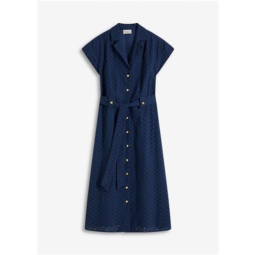 bonprix abito chemisier in pizzo traforato-blu