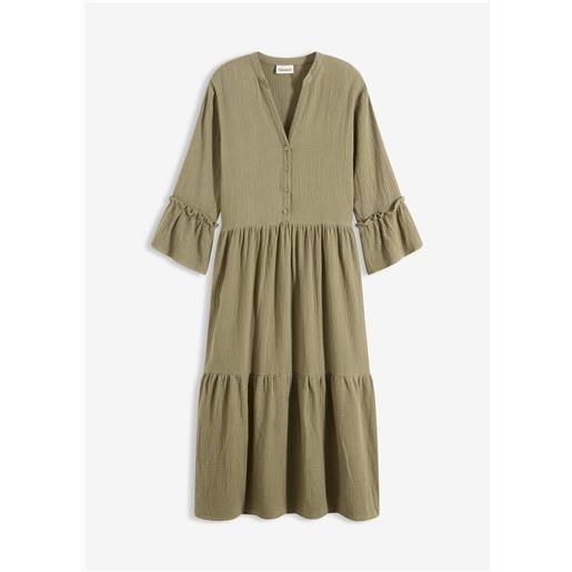 bonprix abito midi in mussola morbida-verde