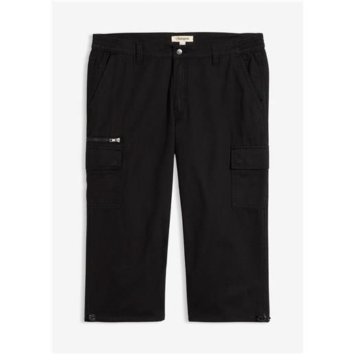 bonprix pinocchietti cargo in puro cotone con vita elasticizzata-nero