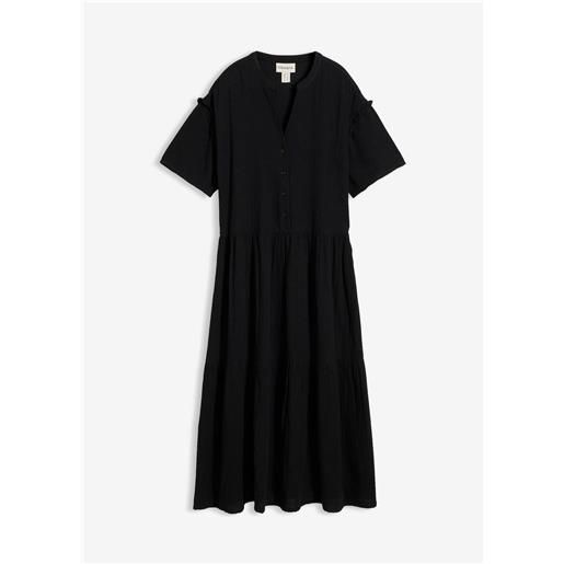 bonprix abito midi in mussola morbida-nero