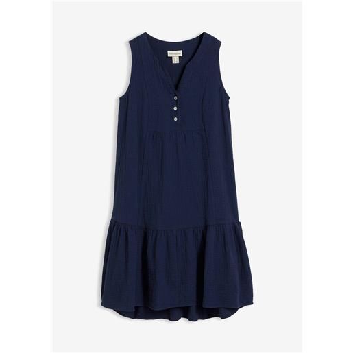 bonprix abito in mussola di cotone fresca e leggera-blu