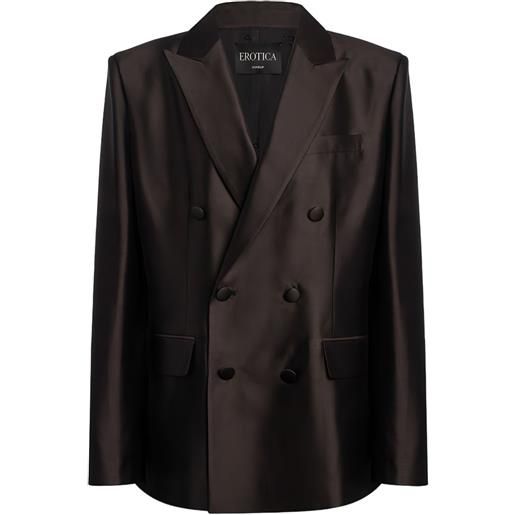 DONDUP blazer doppiopetto con revers a lancia - nero