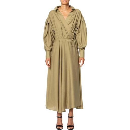 RUE-8ISQUIT vestiti casual donna RUE-8ISQUIT - abito incronciato mussola shantung - verde