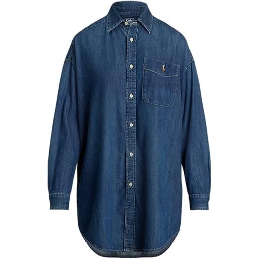 Ralph Lauren bluse e camicie donna Ralph Lauren - smck st-long sleeve button front shirt - denim