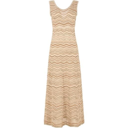 D.Exterior vestiti casual donna D.Exterior - chevron trafori abito lungo - bianco