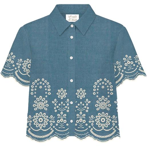 Mc2 Saint Barth bluse e camicie donna Mc2 Saint Barth - clementine chambray m morris flower 10 emb - denim