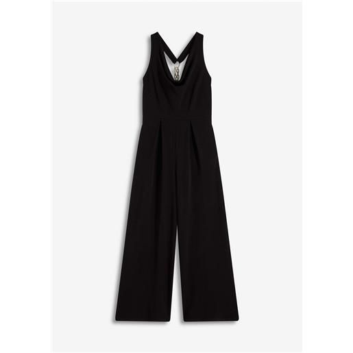 bonprix tuta elegante con scollatura a cascata-nero